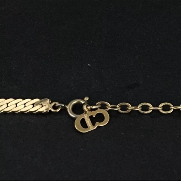 Authentic Christian Dior Rhinestone Gold Tone Pendant Necklace - Picture 8 of 8